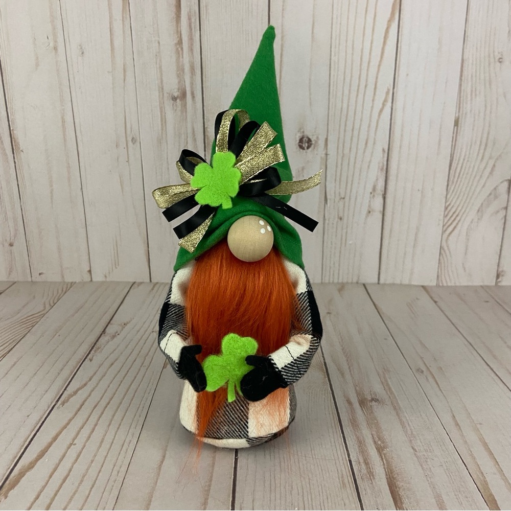 Handmade St. Patrick’s Day Shamrock Gnome - Lucky Irish Orange Beard